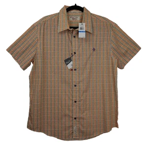NWT Penguin Munsingwear Men XL Short Sleeve Button Up Shirt Classic Fit PolkaDot - Picture 1 of 11