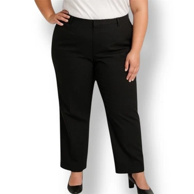 L.L. Bean Black Classic Fit Straight Pants Lined Preppy Winter Womens Sz 18R NWT - Image 1 of 4