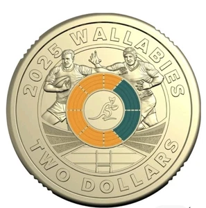 Wallabies 2025 Rugby Coin Rebel Sport $2 Two Dollar Wallabys Australia - aUNC - Picture 1 of 5