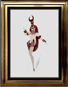 ERTE Original Gouache Painting Signed Costume Design Romain Tirtoff Deco Baker - Picture 1 of 5