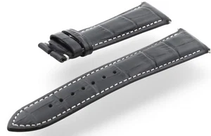 21 mm echtes Longines schwarzes Alligatorleder Uhrenarmband Band - 21/18 mm - Bild 1 von 7