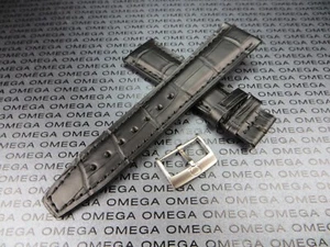 Neu 20 mm genarbtes Lederband schwarz Uhrenarmband mit OEM OMEGA Schnalle 20 mm Bürste - Bild 1 von 6