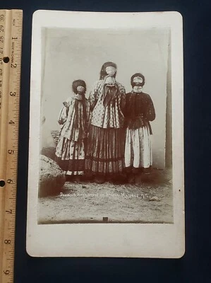 Apache Indians, Showing Their Hair Styles, Circ: 1870-80s, Vintage Boudior Card - Image 1 of 4
