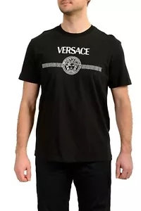 Versace Men's Black Short Sleeve White Medusa Logo Print T-Shirt US 3XL IT 58 - Picture 1 of 6