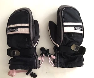 SCOTT Girl's YOUTH JR. M Black w PINK Waterproof Mittens w Pocket Snow SKI SLED - Picture 1 of 10