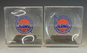 Retro Vintage Lucite ILGWU UNION Arbeit Buchstützen Werbung 50er 60er Jahre - Bild 1 von 11