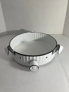 Metal Enamel Tray 10.5” Round White Pig Themed Tray W/Ears & Tail Farm House - Picture 1 of 10