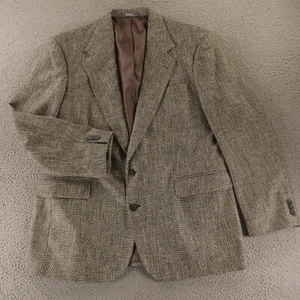 VTG Tweed Jacket L Brown Wool Blazer Sport Coat Made in USA 44R - Picture 1 of 15