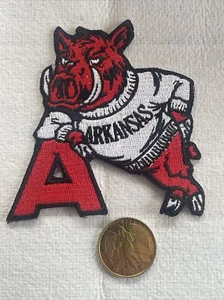 Arkansas Razorbacks HOGS Vintage Iron On Patch 3.5” X 2.5” - Picture 1 of 2