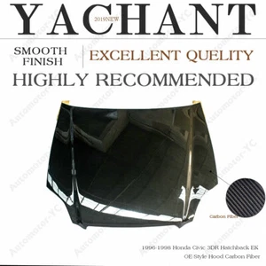 CARBON Glossy oe-Style Hood Bonnet For 1996-1998 HONDA Civic 3DR Hatchback EK - Picture 1 of 12