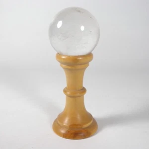 KUGELSKULPTUR QUARZ GLOBUS BERGKRISTALL AUF HOLZSOCKEL VINTAGE V660 - Bild 1 von 11