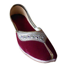 Women Shoes Indian Jutties Ethnic Leather Maroon Ballerinas Mojari US 6-9