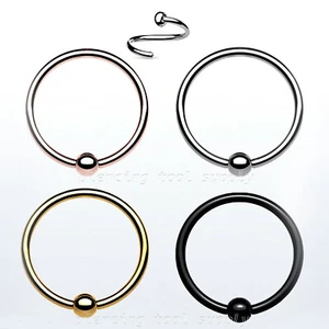 22G 2mm Fixed Ball Captive Bead Ring Hoop Nose Ring Plated 316L Surgical Steel - Picture 1 of 4