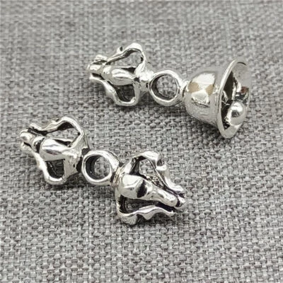 4 Stück 925 Sterling Silber Double Dorje Bell Bead Armband Spacer - Bild 1 von 4