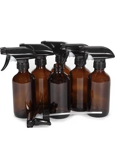6 Pack 8oz Amber Glass Bottle with Black Trigger Sprayers!!!! - Picture 1 of 2