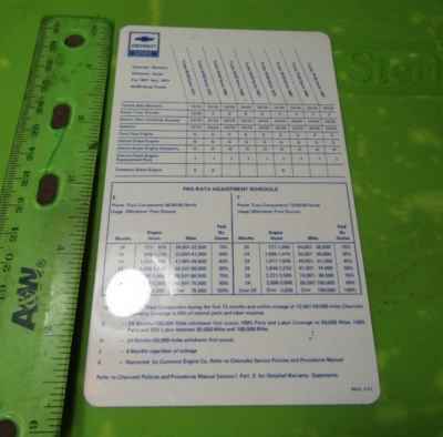 1967-1971 Chevrolet Truck Serie 40-90 NOS Carta Di Garanzia Del Rivenditore - Immagine 1 di 2