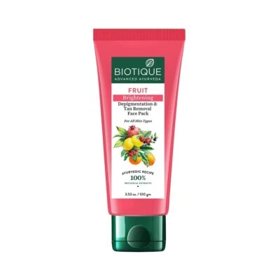 Biotique Fruit Brightening Depigmentation & Tan Removal Face Pack 100ml, - Image 1 of 4