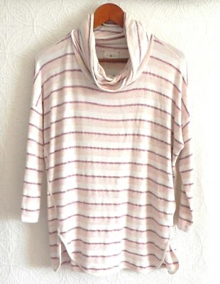 Lou & Grey 卫衣束腰外衣模拟领套衫长袖条纹大码 S — 第 1/4 张图片