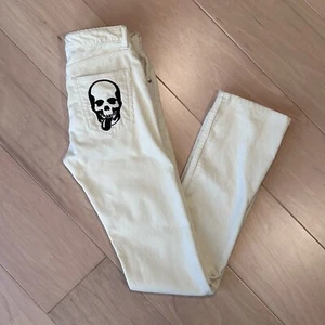 Lucien Pellat-Finet Corduroy Ivory Skull Intarsia Pant **Flaw Women’s 26x31 - Picture 1 of 7