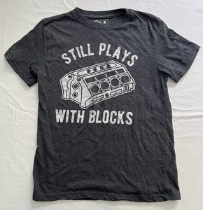 Crazy Dog Mens S Still Plays With Blocks T shirt Funny Car Mechanic Racing - Bild 1 von 3