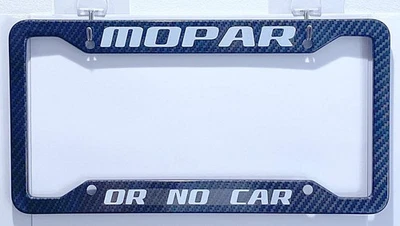Marco de matrícula de metal con aspecto de fibra de carbono Mopar o sin coche Foto 1 de 3