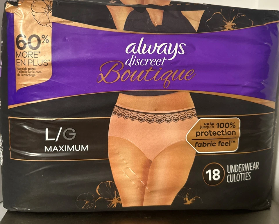 Always Discreet Boutique Incontinence Underwear for Women Large 18 Count