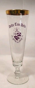 Delta Tau Delta Gold Rimmed Pilsner Beer Glass Purple Design 8 1/2" - Picture 1 of 5