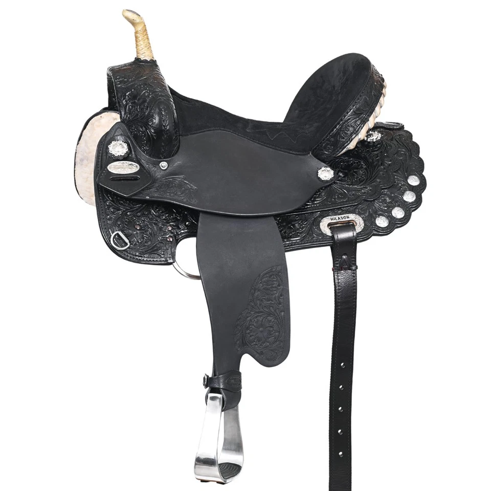 16 in Western Horse Saddle American Leather TREELESS Trail Barrel HILASON