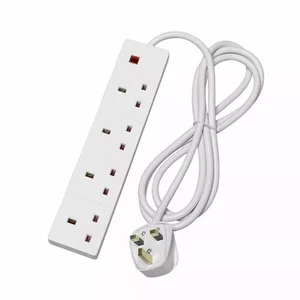 4-fach Gang Elektro Verlängerungskabel 2 m METER Kabel 13 A UK Stecker Mehrwege Adapter - Bild 1 von 6