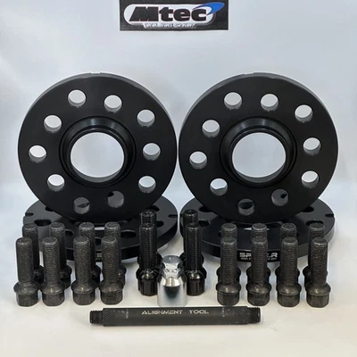 SPACE-R Staggered 12mm 15mm Mini F55 F56 F57 Black Alloy Wheel Spacers 5x112 66.6 Locks