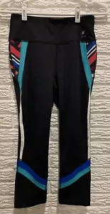 Fila Sport Workout Leggings, Black /Colorful Design, Women’s Small, Inseam=20” - Picture 1 of 10