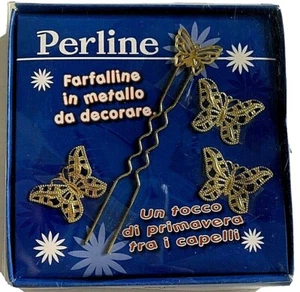 Vintage Gold Tone Filigree Butterfly Hair Clips Barrettes Set of 4+HAIR CLIP - Picture 1 of 3