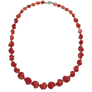 Collar Grueso Vintage Años 60 Coral Rojo Cuentas Cierre Metal Orgánico 25" Lucite - Imagen 1 de 9