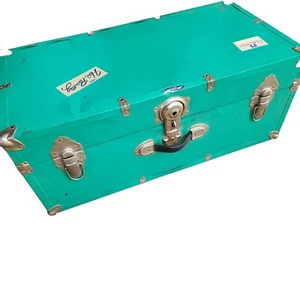 Seward Vintage Traveler Trunk Green Clairol Jimmy Carter 70's Metal Rustic - Picture 1 of 18
