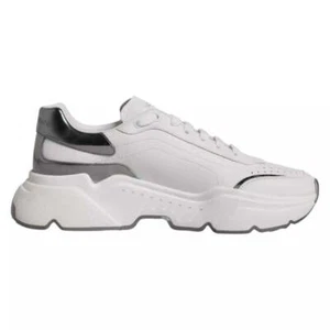 Dolce&Gabbana DAYMASTER Hombres Plata Tenis Cuero Informal Entrenador Zapatos EUR 42 - Imagen 1 de 8