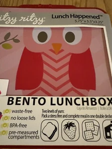 Itzy Ritzy Lunch Happened entzückende rosa Eule Bento Brotdose BPA frei selten neu - Bild 1 von 8
