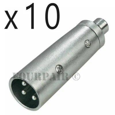 10 Pack  3-Pin XLR Male to RCA Female Jack Audio Cable Microphone Mic DJ Adapter - Image 1 of 2