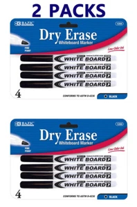 8 Stück feine Spitze trocken abwischbar Whiteboard schwarz Marker 2 Packungen - Bild 1 von 1