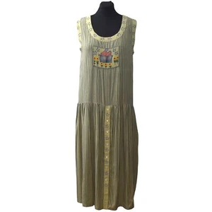 Vestido Jersey Vintage Papy Boez Para Mujer M L Bordado Midi Cottagecore Modesto - Imagen 1 de 9
