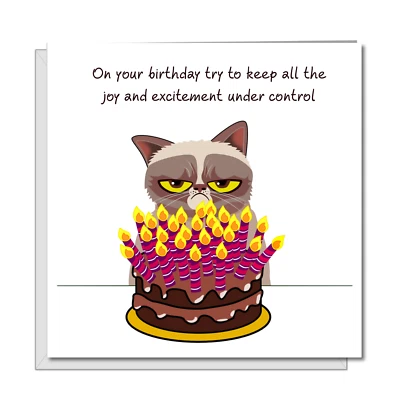 Grumpy Cat Birthday Card for Dad Father Brother Funny Humorous Grouchy Swizzoo