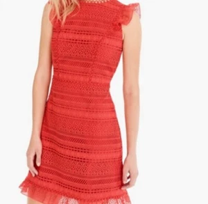 NUEVO CON ETIQUETAS J. Vestido CREW Bright Cerise Volantes Encaje Talla 2 - Imagen 1 de 16