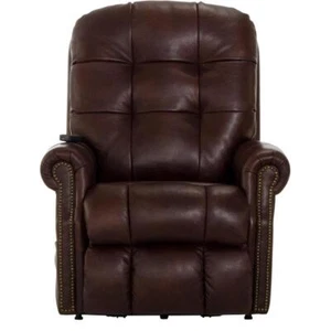 Tyler Brown Leather Power Lift Lay Flat Recliner with Heat & Massage - Picture 1 of 11