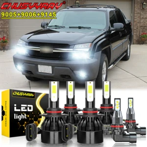 LED Headlight+Fog Light Bulbs Kit For 2002-2005 Chevrolet Avalanche 1500 2500 - Picture 1 of 10