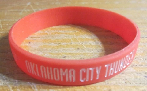 Oklahoma City Thunder 7.5" Around Rubber Bracelet Wristband NBA Basketball Cover