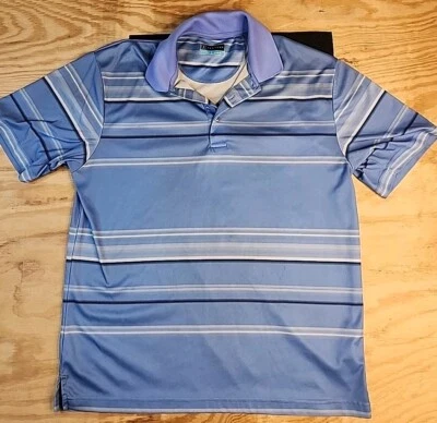 PGA Tour Blue Striped Golf Polo Shirt Mens Large Lightweight - Image 1 of 4
