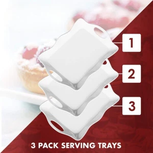 3 Pcs Plastic Eating Food Serving Tray for Cafeteria Lunch 15x10" White BPA Free - Picture 1 of 8