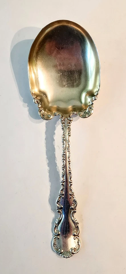Whiting Louis XV Sterling Silver Serving Berry Spoon 1897 Goldwash 52 gr - Image 1 of 4