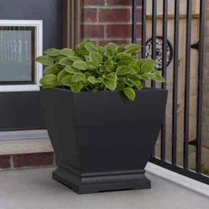 Acadia 20 in. Square Self-Watering Black Polyethylene Planter - Picture 1 of 5