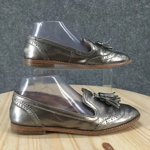 Louise Et Cie Shoes Womens 9 M Joey Dress Wingtip Tassel Loafer Silver Leather - Picture 1 of 16