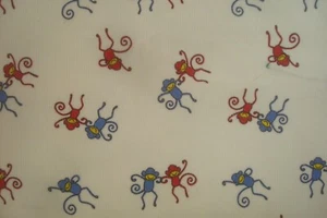 Nearly 3 yds 3 pc Cotton Corduroy Fabric Clothing Off white Monkeys Craft 56"w - Picture 1 of 4